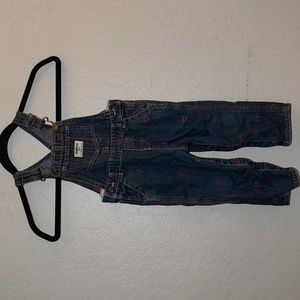 OSHKOSH BGOSH Heart Embroidered Snap Button Leg Overalls 18M